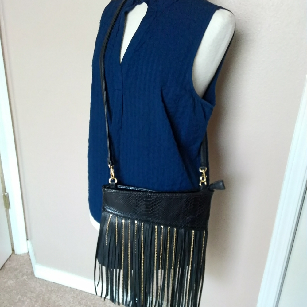 Cache Black Leather Crossbody Purse Bag